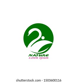 natural leaf icon and goose product logo design vector template