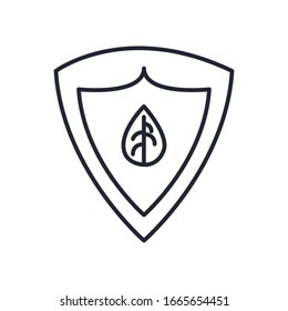 natural leaf inside shield line style icon design of Floral nature plant garden ornament botany decoration and life theme Vector illustration