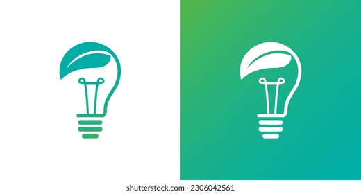 Natural Leaf LightBlub Green Idea Logo Concept Plant Symbol Icon