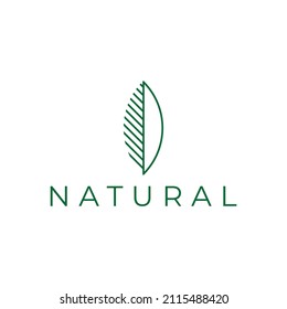 natural leaf in line style logo design