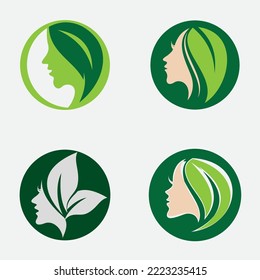 logotipo de hoja natural con forma hermosa