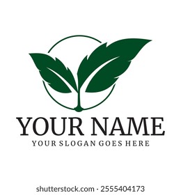 natural leaf logo with beautiful shape