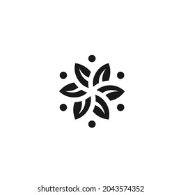 Natural Leaf Logo Design, Star Cannabis Template Circling