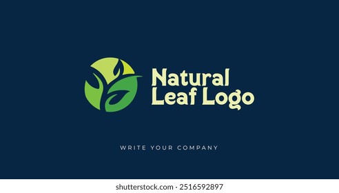 Natural leaf logo, farm land logo design template vector. this logo great for a farm business, organic food production and agriculture company