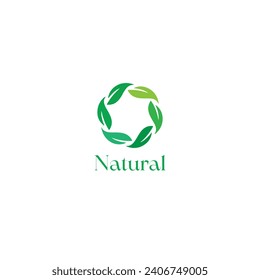 Natural leaf logo flat vector design