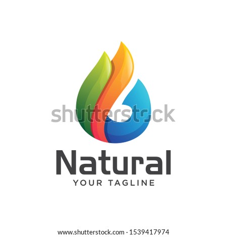 natural leaf logo gradient. water leaf logo simple clean.