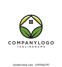 Natural leaf logo, leaf house, cannabis, green house window icon, eco building, modern logo leaf.