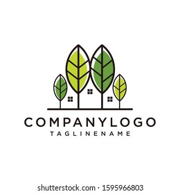 Natural leaf logo, leaf house, cannabis, green house window icon, eco building, modern logo leaf.