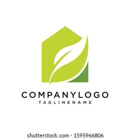 Natural leaf logo, leaf house, cannabis, green house window icon, eco building, modern logo leaf.