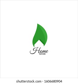 Natural leaf logo with a house icon