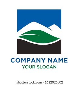 Natural Leaf Mountain Landscape Logo