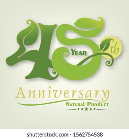 Natural and leaf of Number 45 Anniversary year