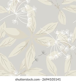 Natural Leaf Pattern Abstract Floral Motif Light Tones
