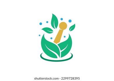 natural leaf and pharmacy design logo template