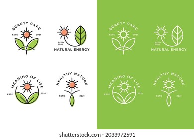 Natural Leaf and Sun Logo Concept