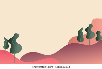 Natural leaf tree and hill frame abstract background vector