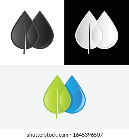Logotipo abstracto de caída de agua de hoja natural