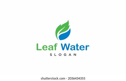 icono del logotipo de la hoja natural y la gota de agua, etiqueta del emblema en el vector.
