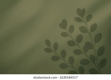 Natural leafy silhouette on green surface with subtle soft daylight tones
