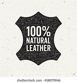 Natural Leather Logo. Ink Stamp Style.