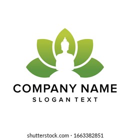 Natural leaves and budha negative space logo design vector