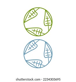 Natural Leaves Circle Sign, Symbol, Logo isolated on White
