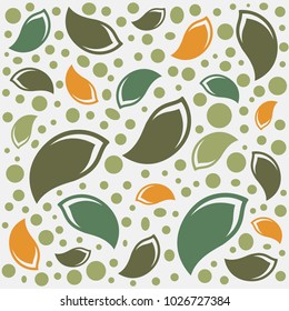 natural leaves with dot seamless pattern