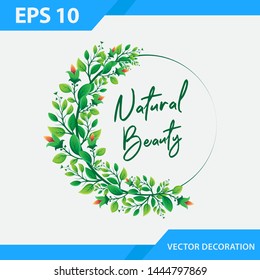 Natural leaves frame, Vector green earth day art leaf, Decoration natural, holiday poster, vector illustration with leaves, promotion, flyer, invitation, cover, wallpaper