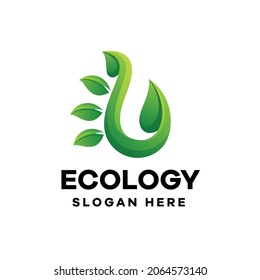 Natural Leaves Gradient Logo Design