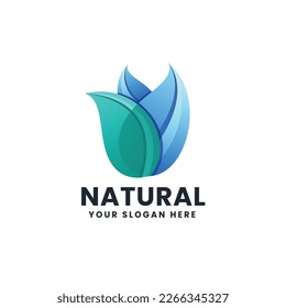 Natural Leaves Gradient Logo Vector Icon Illustration