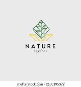 natural leaves logo vector design for use label symbol brand