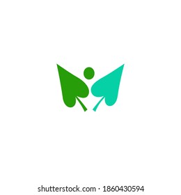 Natural, leaves people together, on white