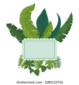 natural leaves plant with emblem decoration
