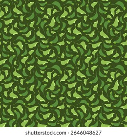Natural leaves seamless pattern with hand drawn Botanical elements like Green tea, basil, mint, apple or lilac bush foliage, abstract leaf texture on dark background for fabric design, packaging print