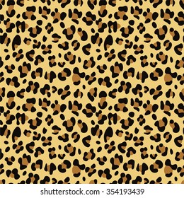 Natural leopard wallpaper. Seamless pattern. Vector illustration.