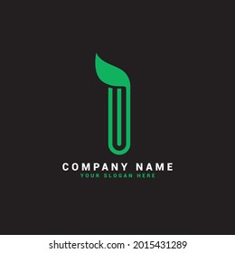 I natural Letter logo , I letter logo with leaves,eco,botanical
