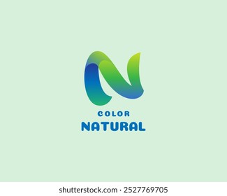 Logotipo de gradiente da letra natural n