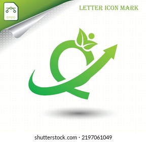 Natural letter Q with eco logo design template