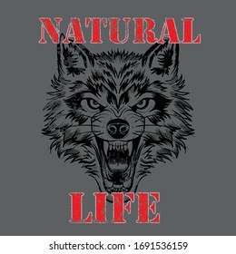 Natural life slogan graphic vector print lettering for t shirt print design.