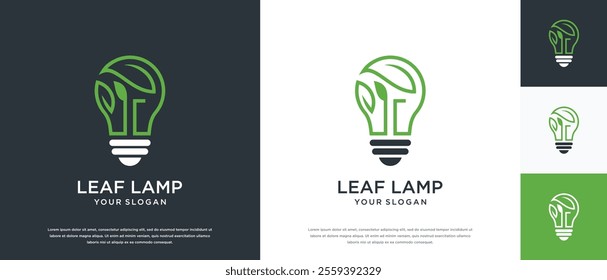 Natural light bulb technology logo design. Technology leaf light logo template. Natural energy logo symbol icon