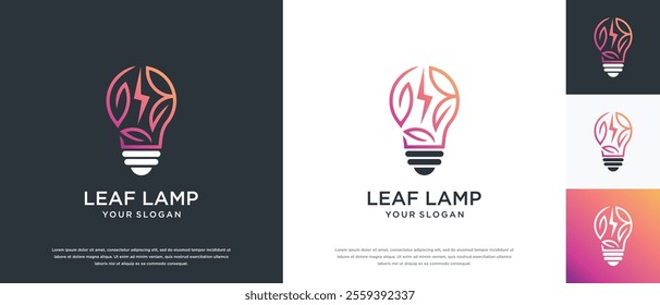 Natural light bulb technology logo design. Technology leaf light logo template. Natural energy logo symbol icon