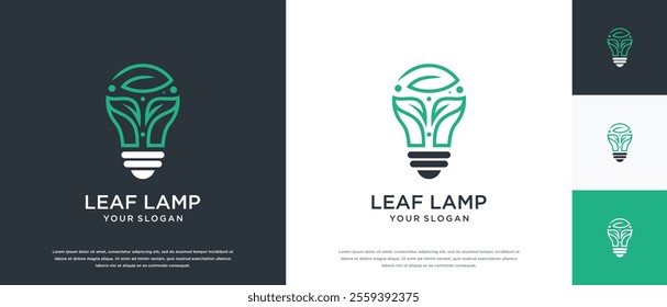 Natural light bulb technology logo design. Technology leaf light logo template. Natural energy logo symbol icon