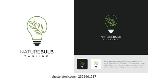 Natural light bulb vector logo. Natural energy logo icon.	