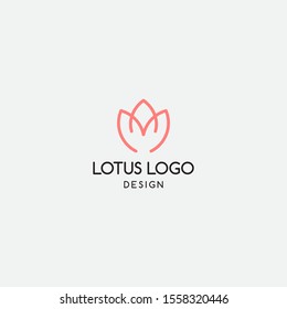 natural linear logo template. lotus, flower, leaf, vector 