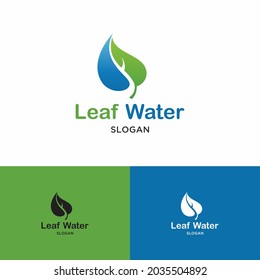 natural liquid drop icon.water and leaf simple vector illustration logo