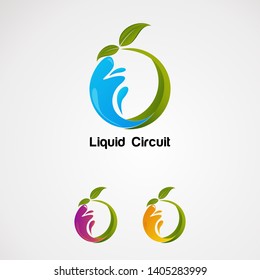 natural liquid logo vector with green leaf, icon, element, and template for company