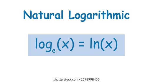 Natural logarithmic function formula in mathematics. Logarithm with base e.