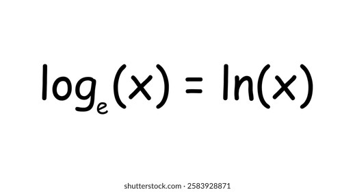 Natural logarithmic function formula in mathematics. Logarithm with base e.