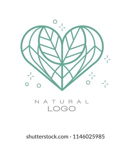 Natural logo, design element for organic healthy products, natural cosmetics, premium quality food and drinks, packaging vector Illustration on a white background