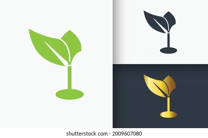 Natural Logo Design Green Golden And Black Leaf